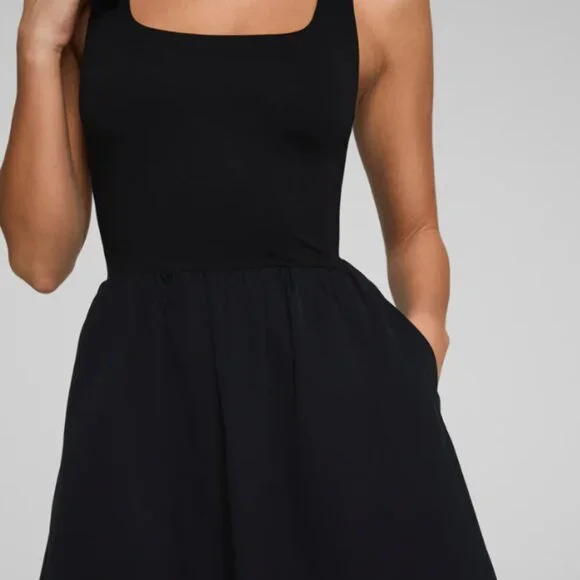 New Spanks Jersey Scoop Neck Tank Midi Dress, Black, Large - Picture 3 of 4